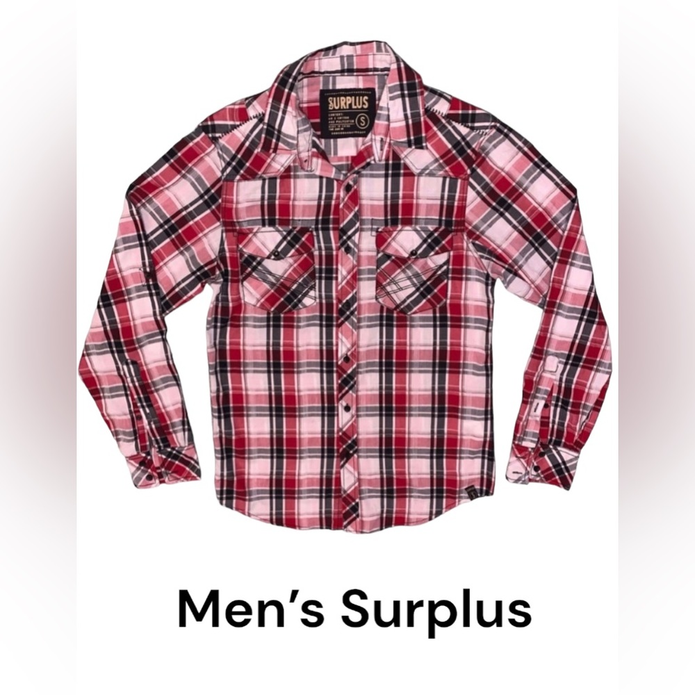 Men’s Surplus Fame Jeans Inc. plaid button down shirt